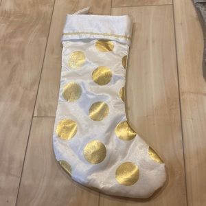 White and gold polka dot Christmas stocking